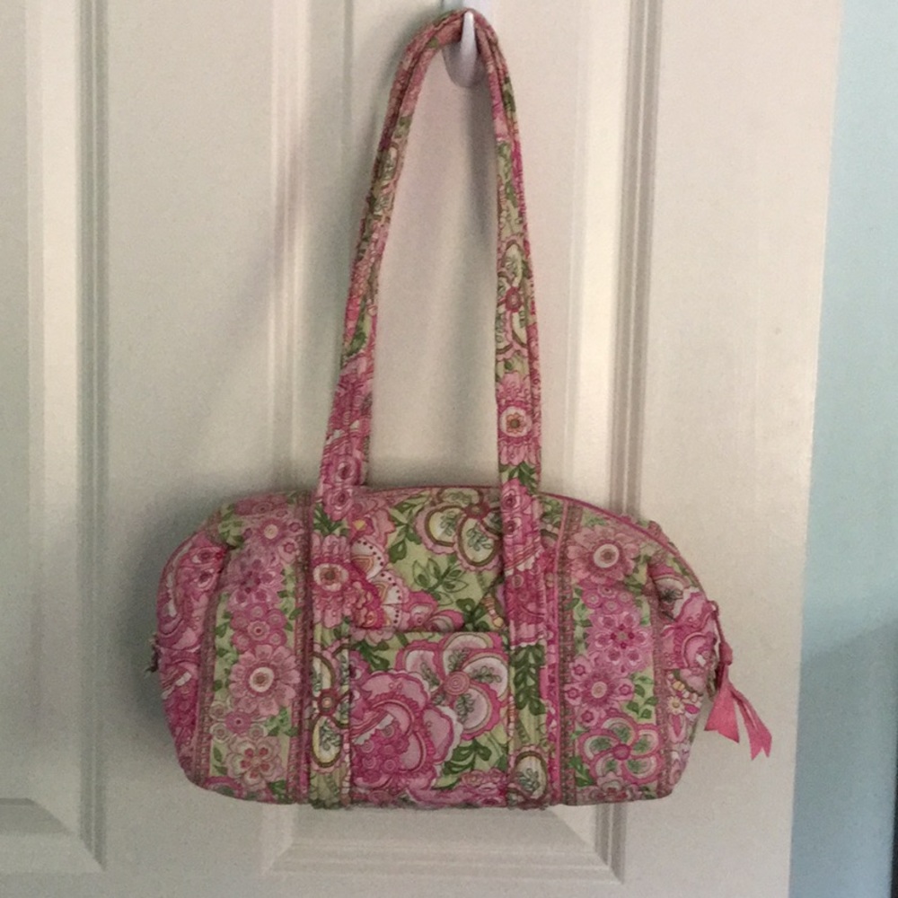 Vera Bradley Pink and Green Floral Shoulder Bag EUC✨